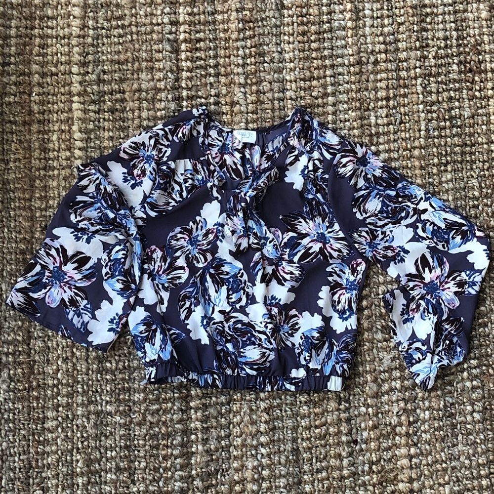 Purple floral blouse